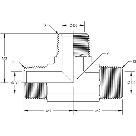World Wide Fittings Male Pipe Tee Stainless Steel 5600X06X06X06SS